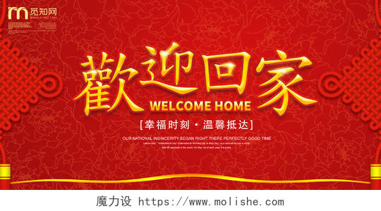 简约大红喜庆欢迎业主回家宣传展板欢迎回家